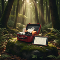 Wilderness First Aid — remote emergency medical guide PDF mockup with first aid kit in forest setting