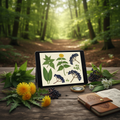 Wild Edible Plants Europe — foraging field guide PDF mockup with tablet and wild plants